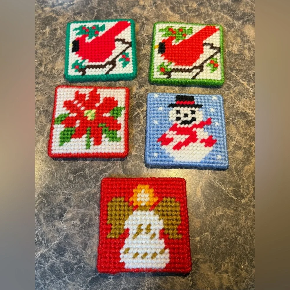 Festive Needlepoint Coasters Set - Picture 1 of 6